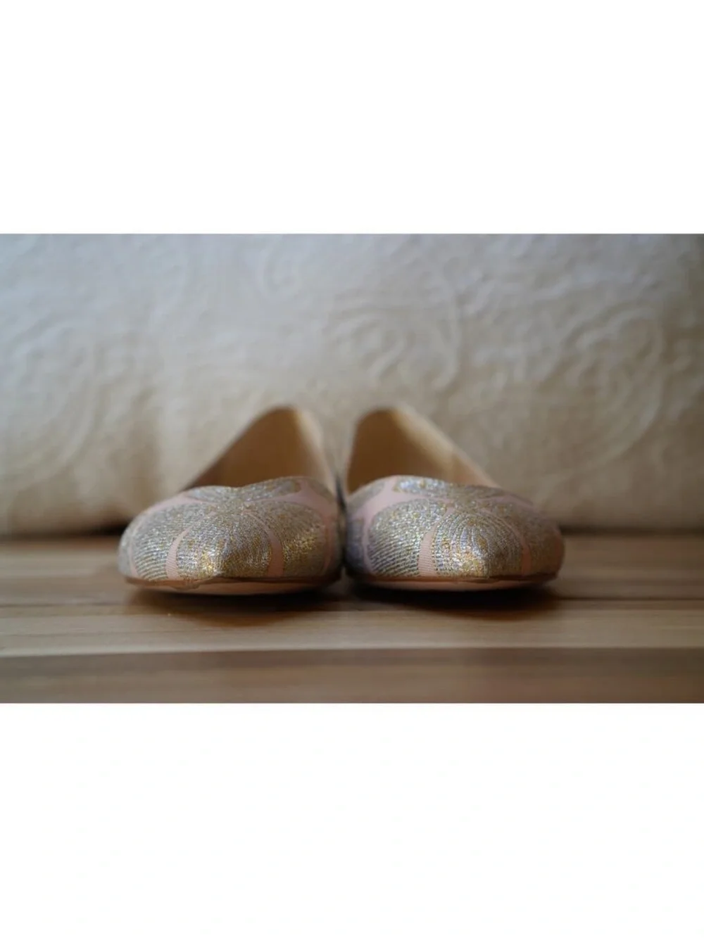 LK Bennett Pink and Gold Embellished Pointed Toe Flats